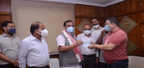 During Cheque Handed Over to Honorable Chief Minister of Assam Himanta Biswas Sarma for Chief Minister Disaster management Fund